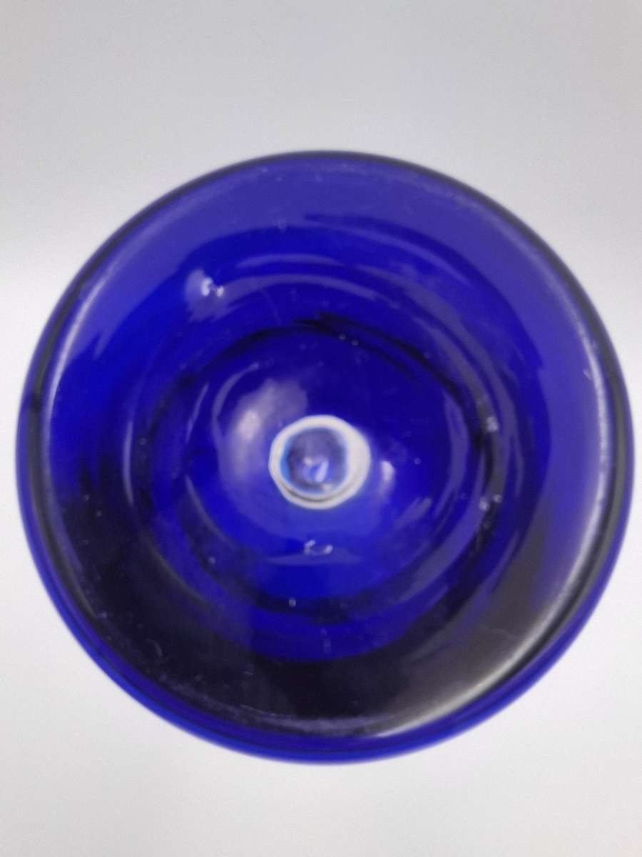 Mid Century Modern Cobalt Blue Ombre Handblown Vase - Tall - 40cm high - heavy base