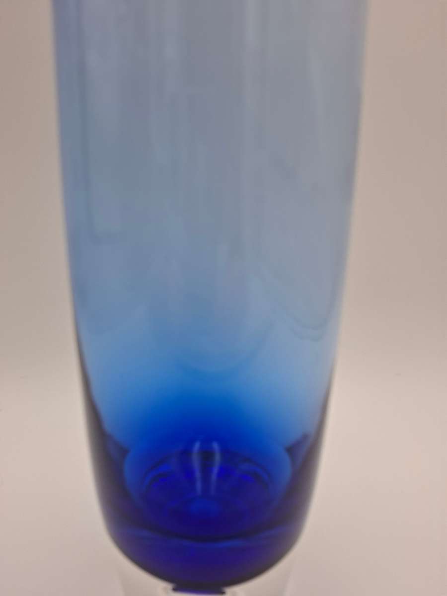Mid Century Modern Cobalt Blue Ombre Handblown Vase - Tall - 40cm high - heavy base