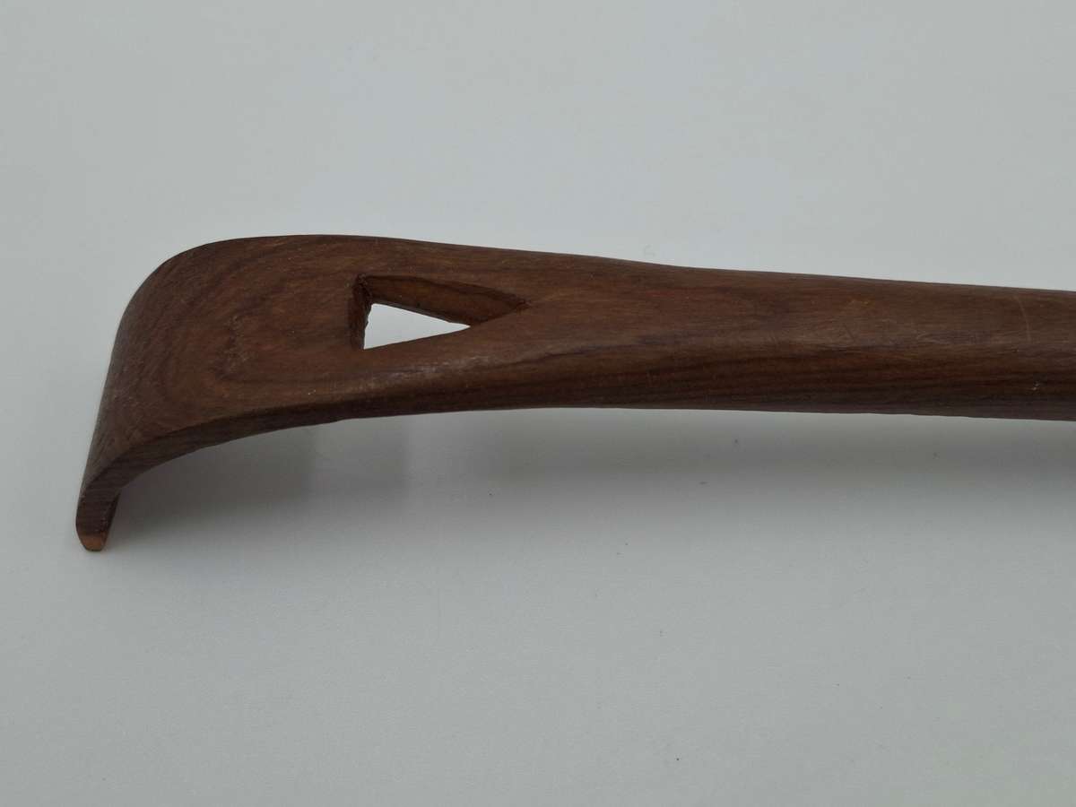African Wooden Carved Serving Spoon with Beaded Handle