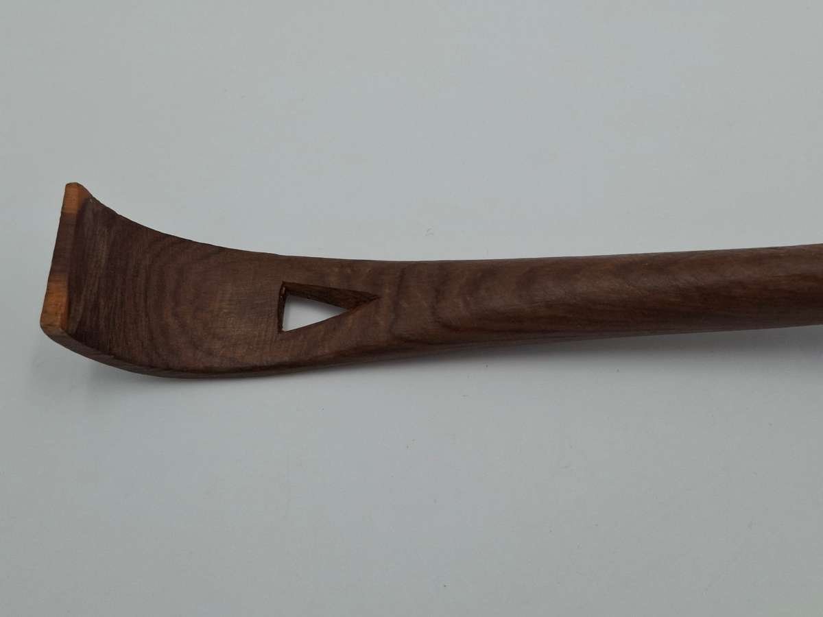 African Wooden Carved Serving Spoon with Beaded Handle