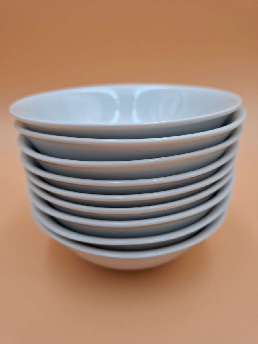 Vintage White Dessert Bowls X 9 - Made in Poland - Wawel Porcelain