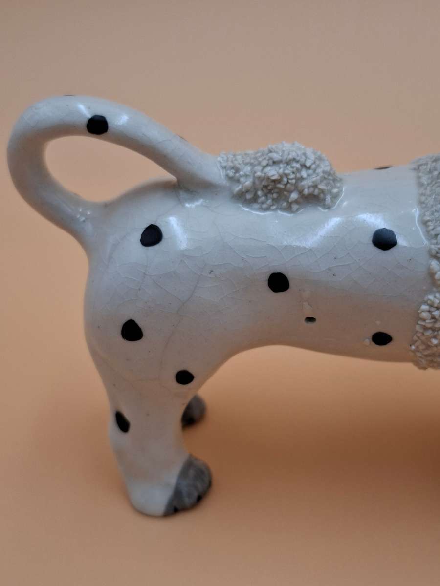 Antique Old Staffordshire Ware Confetti Spaniel Dog Pair figurines