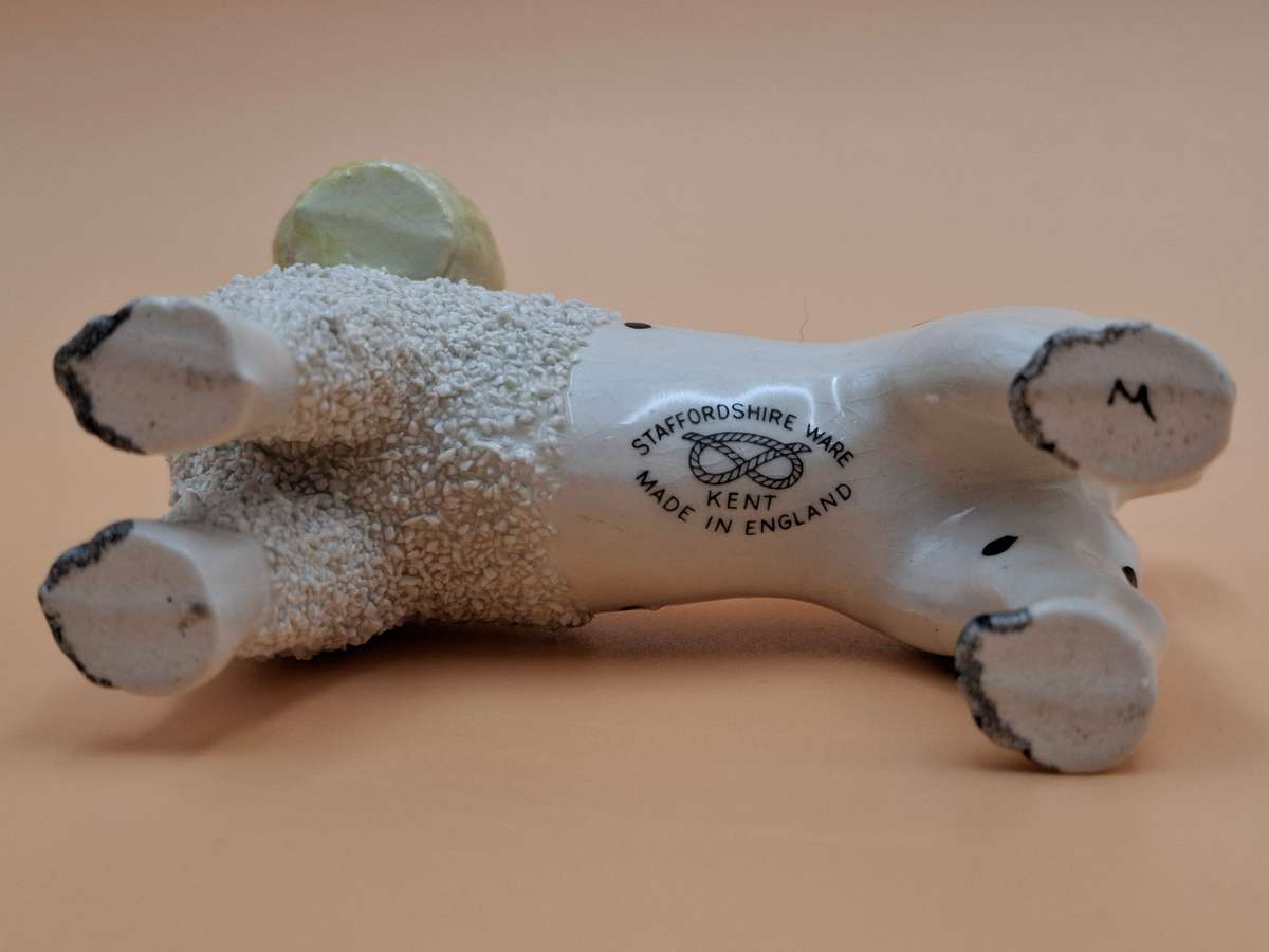 Antique Old Staffordshire Ware Confetti Spaniel Dog Pair figurines