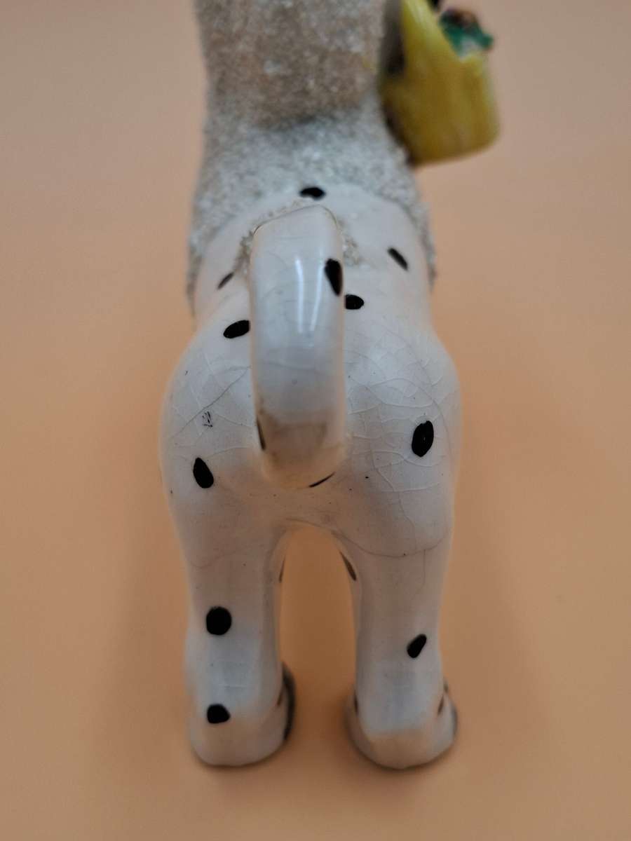 Antique Old Staffordshire Ware Confetti Spaniel Dog Pair figurines