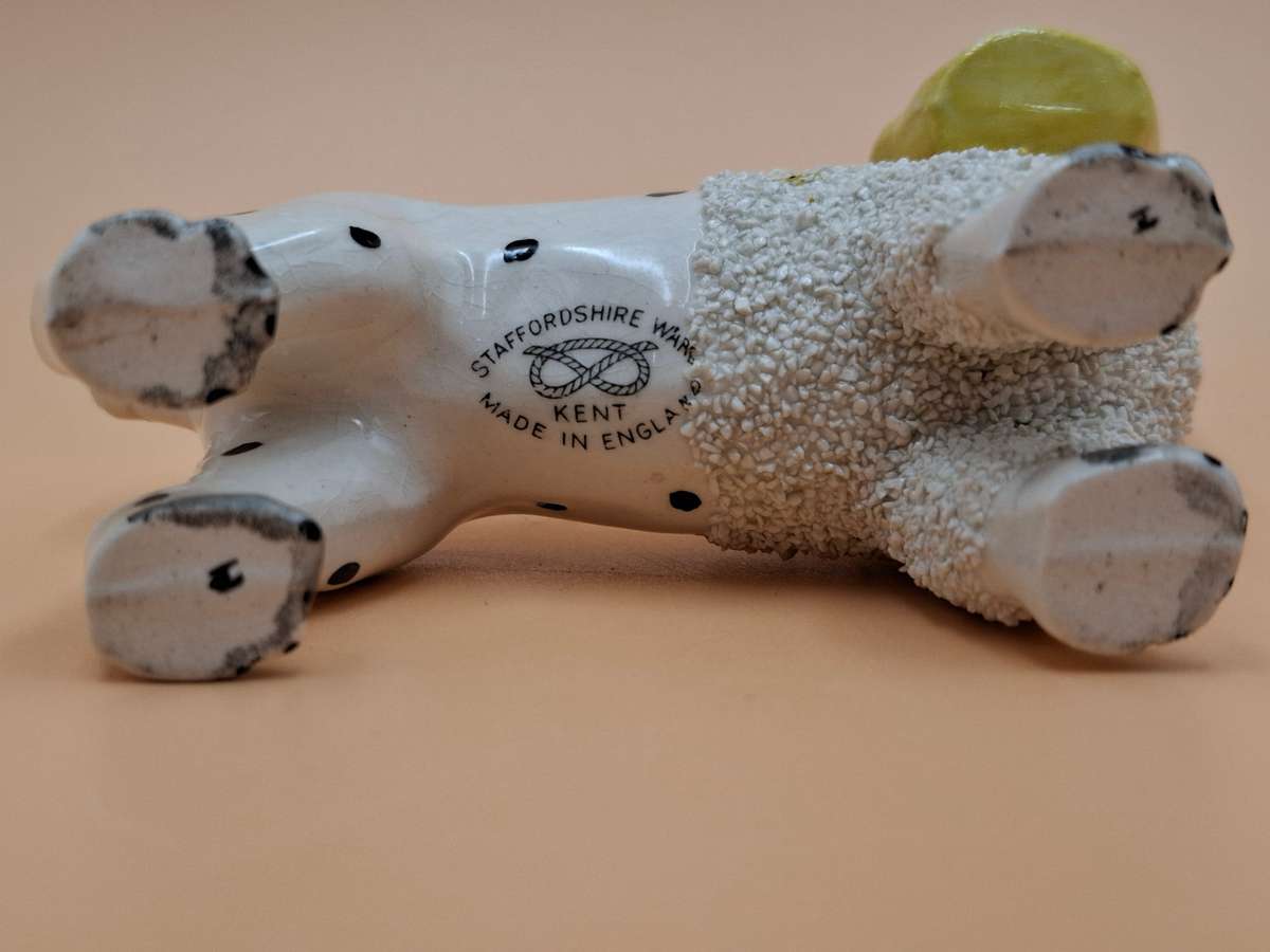 Antique Old Staffordshire Ware Confetti Spaniel Dog Pair figurines