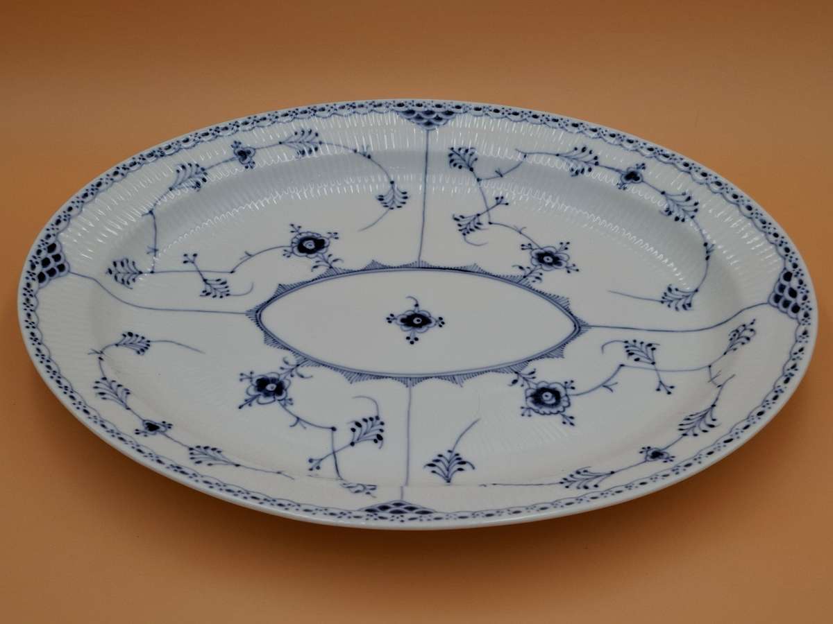 Vintage Royal Copenhagen Blue Fluted Full Lace Oval Serving Platter - stunning fluted pattern