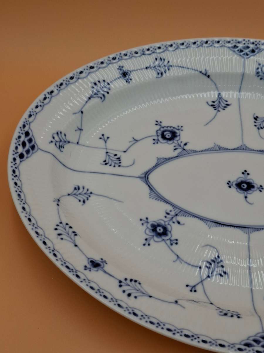 Vintage Royal Copenhagen Blue Fluted Full Lace Oval Serving Platter - stunning fluted pattern
