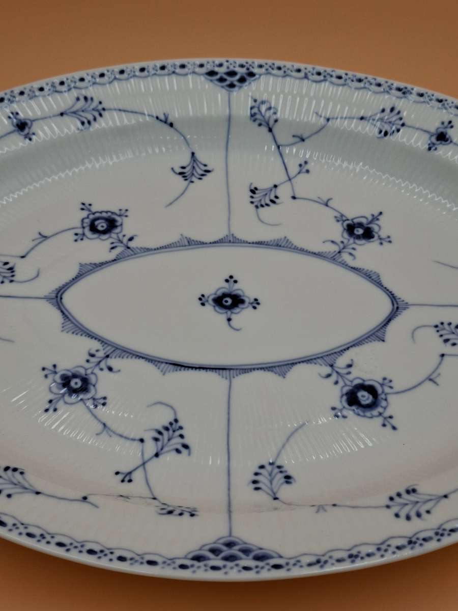 Vintage Royal Copenhagen Blue Fluted Full Lace Oval Serving Platter - stunning fluted pattern