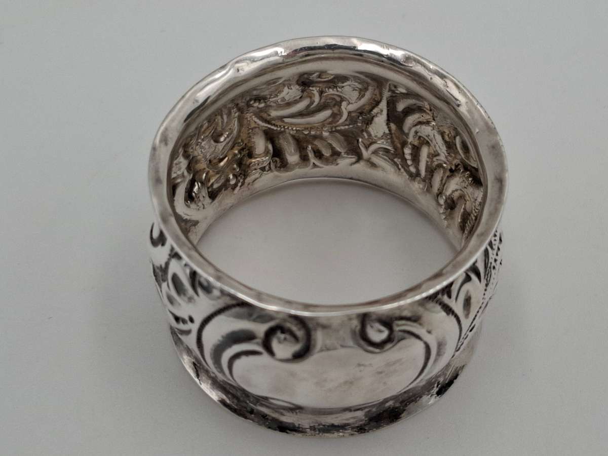 Vintage Silver Plated Relief Work - Handmade Serviette Ring/Baby Bracelet - Original Box