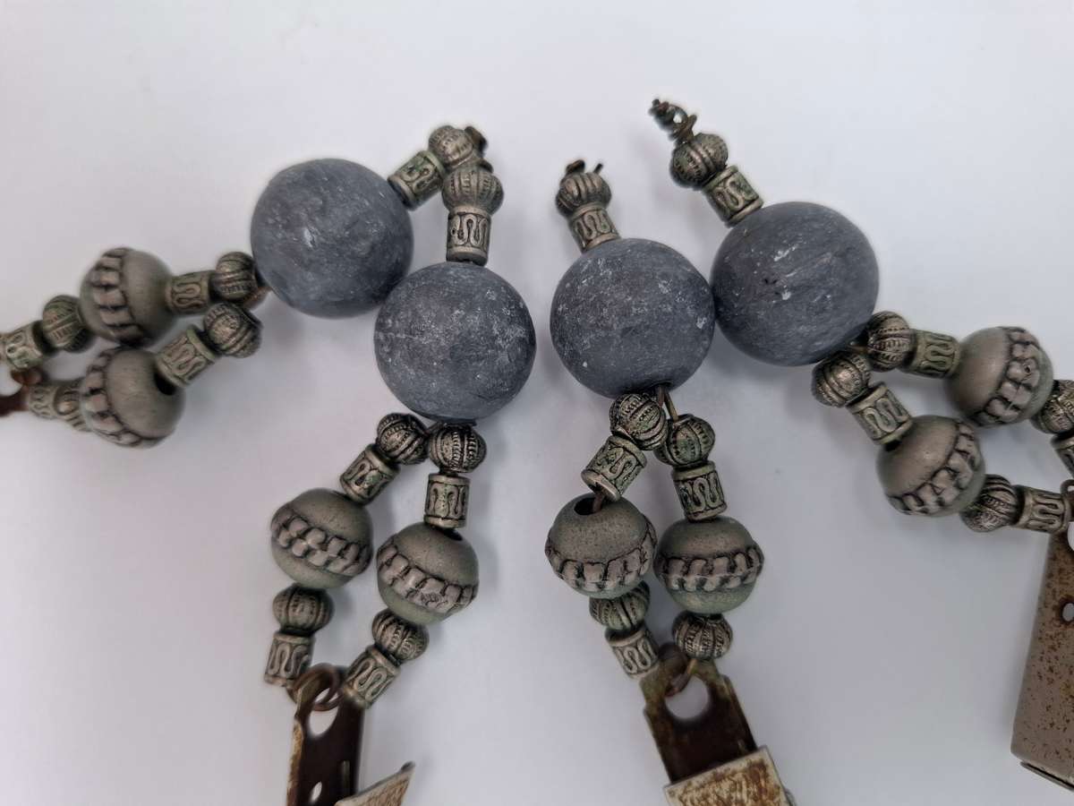 Antique Set of Tablecloth Weights with filigree sections.