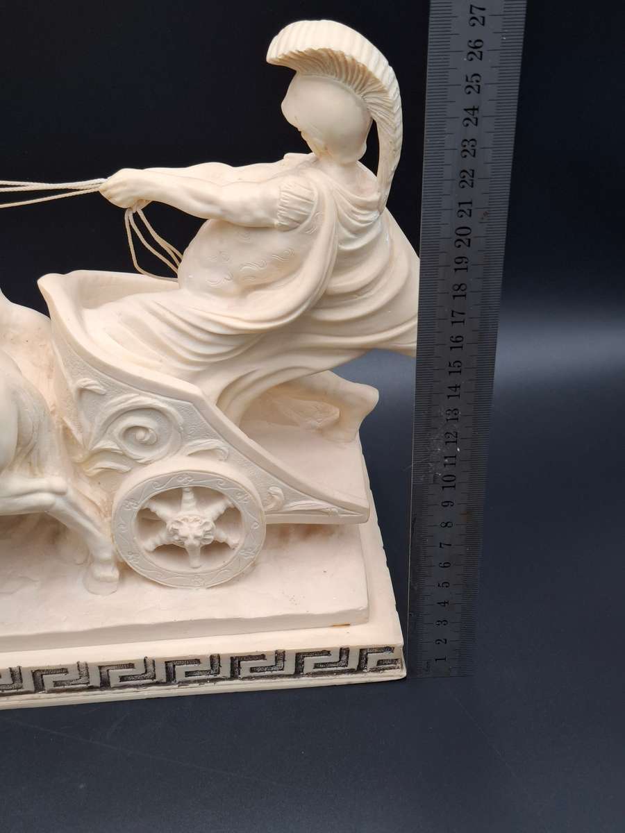 Majestic Vintage Statue of Roman Warrior in Chariot by A. Santini - stunning sculpture - late 1960's