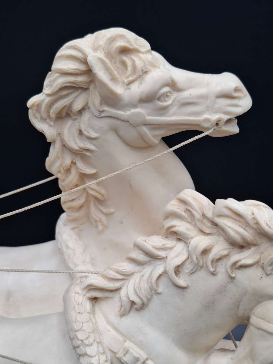 Majestic Vintage Statue of Roman Warrior in Chariot by A. Santini - stunning sculpture - late 1960's