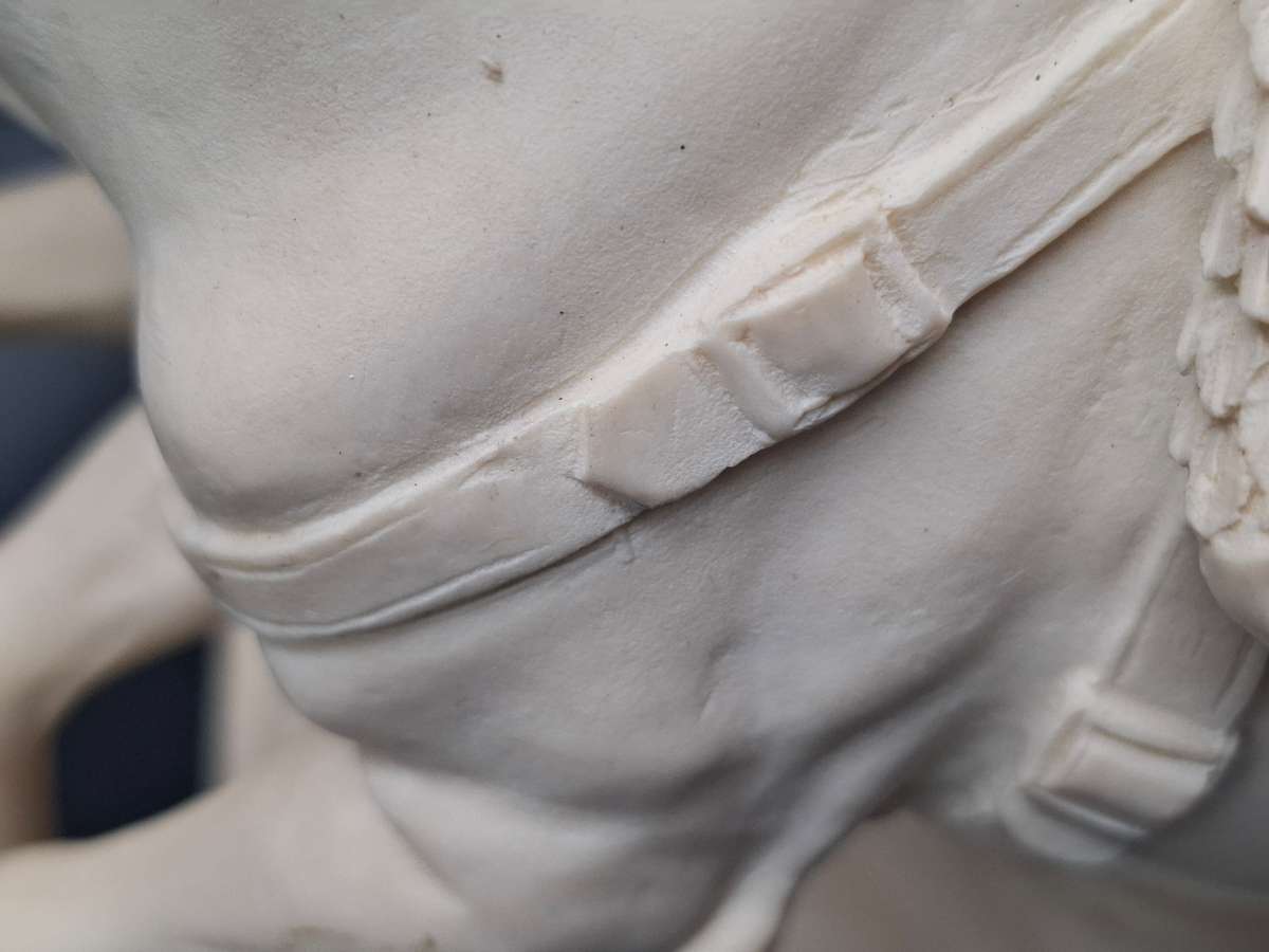 Majestic Vintage Statue of Roman Warrior in Chariot by A. Santini - stunning sculpture - late 1960's