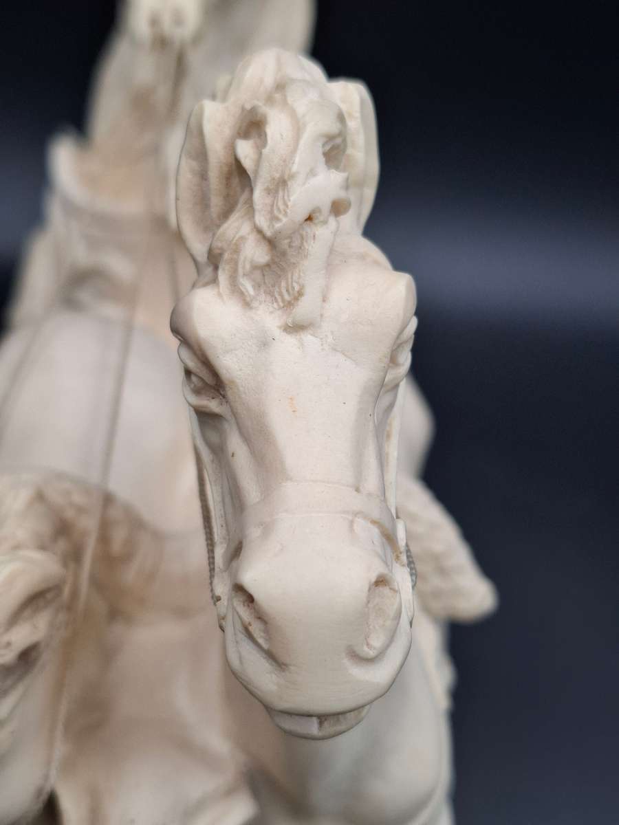 Majestic Vintage Statue of Roman Warrior in Chariot by A. Santini - stunning sculpture - late 1960's