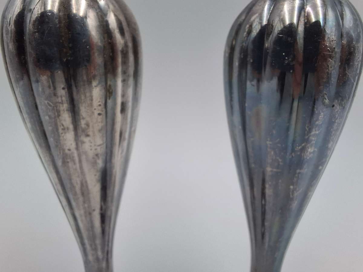 Vintage EP Lead Canada Salt & Pepper Shaker Dispensers - Solid and Elegant