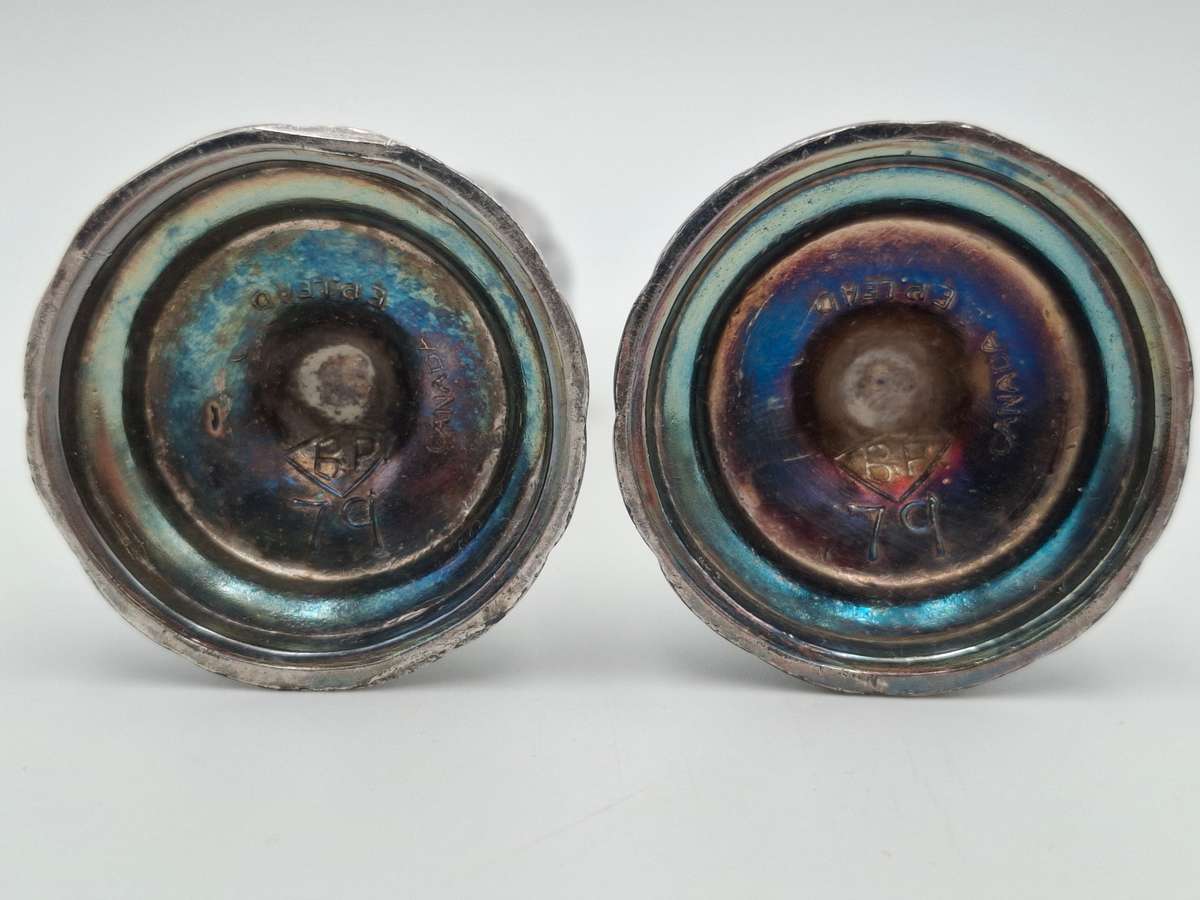 Vintage EP Lead Canada Salt & Pepper Shaker Dispensers - Solid and Elegant