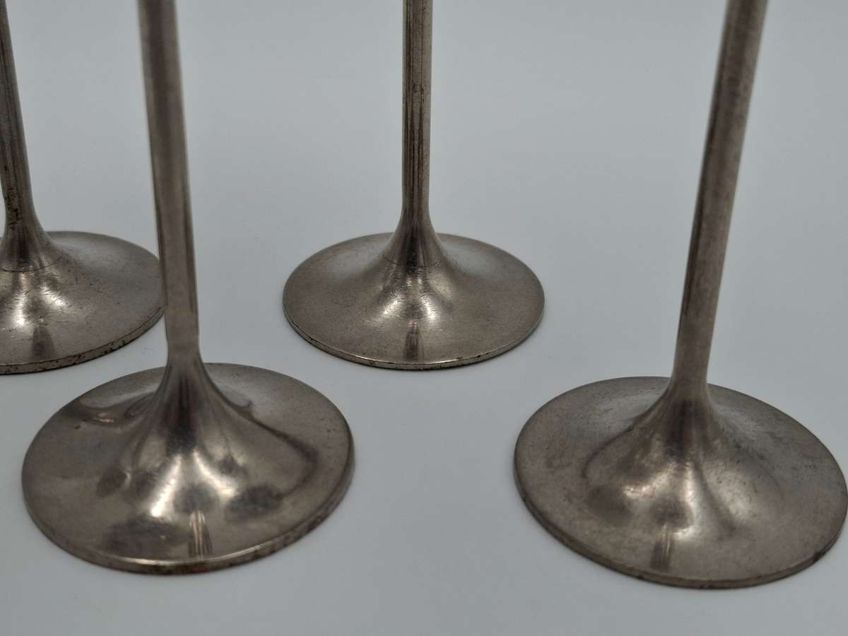 6x Antique Silver Plated Liqueur Goblets - 12cm H in Great Condition