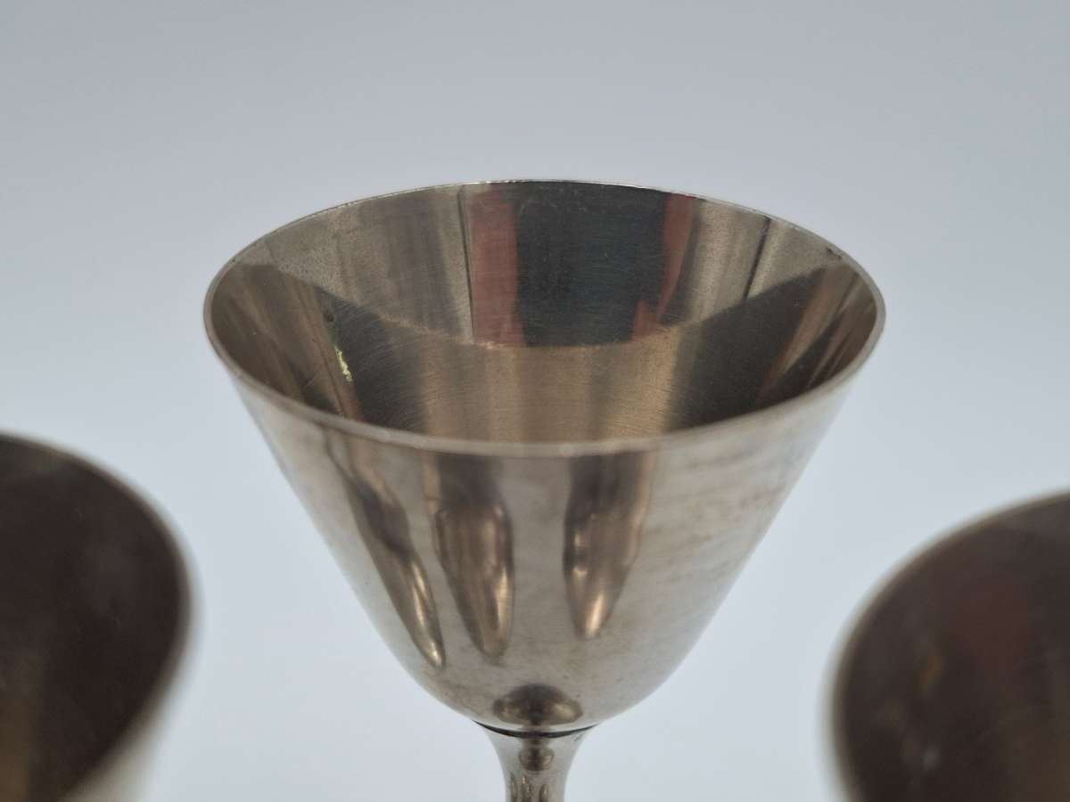 6x Antique Silver Plated Liqueur Goblets - 12cm H in Great Condition