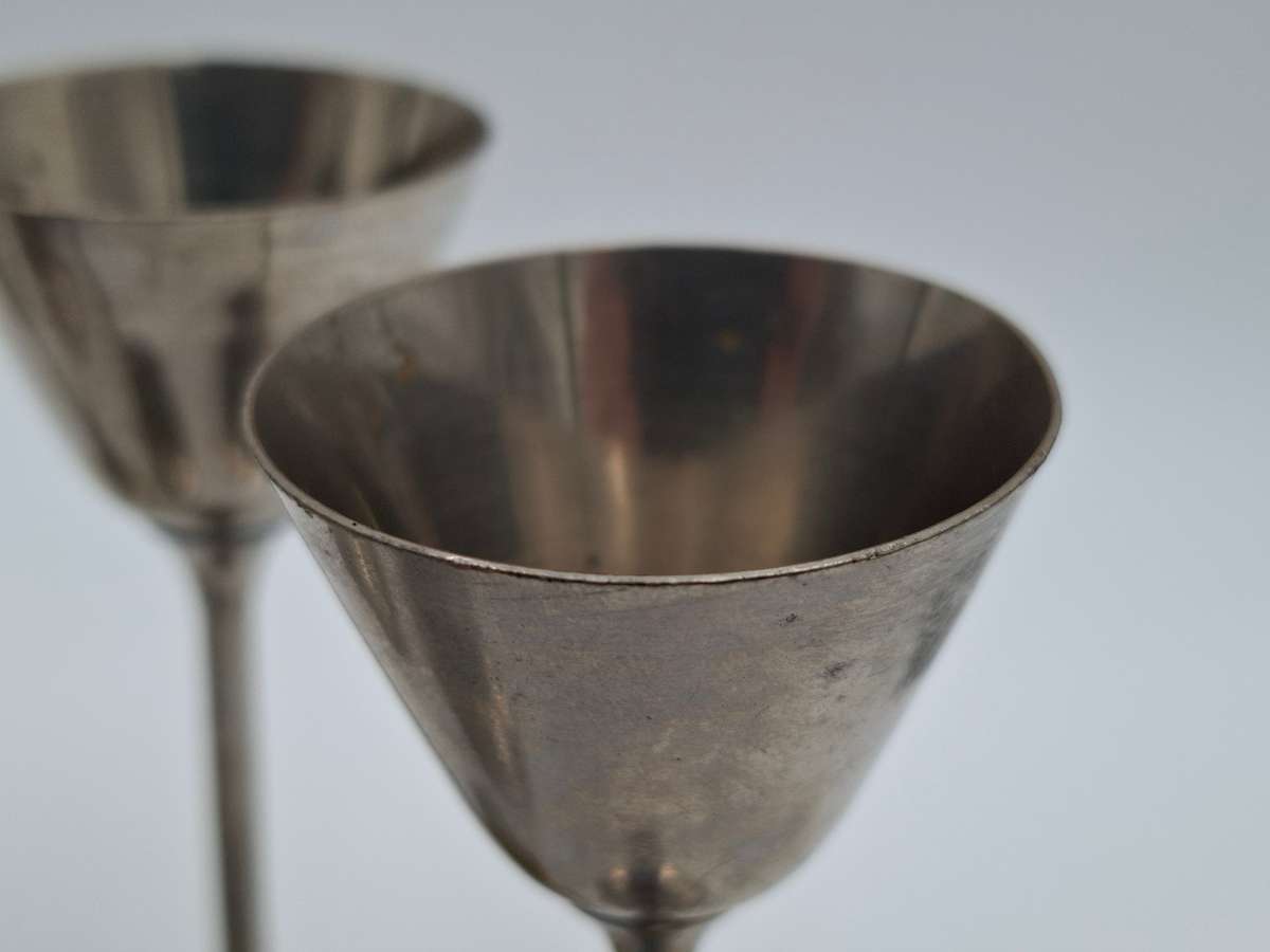 6x Antique Silver Plated Liqueur Goblets - 12cm H in Great Condition