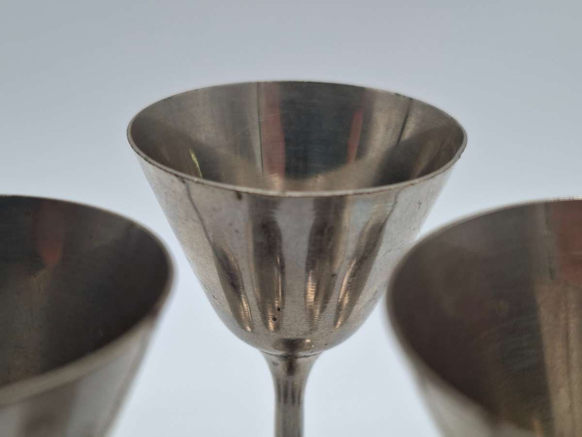 6x Antique Silver Plated Liqueur Goblets - 12cm H in Great Condition