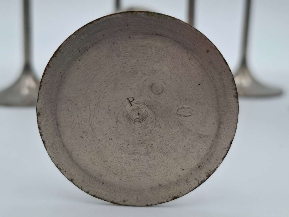 6x Antique Silver Plated Liqueur Goblets - 12cm H in Great Condition