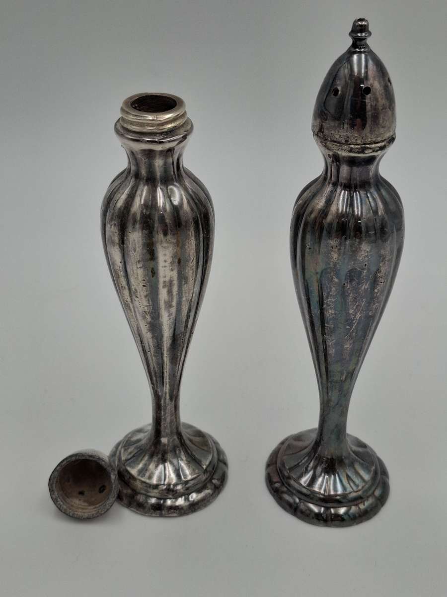 Vintage EP Lead Canada Salt & Pepper Shaker Dispensers - Solid and Elegant