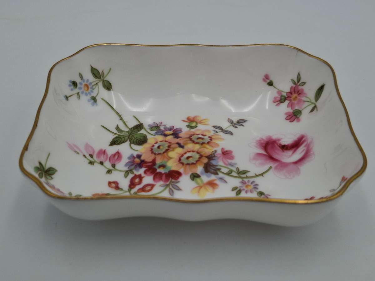 Vintage Royal Crown Derby English Bone China "Derby Posies" Small Dish with Gold Trim