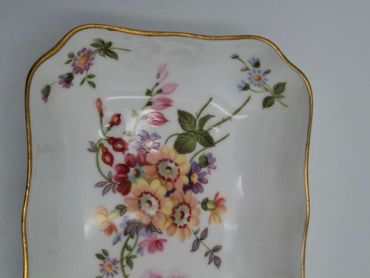 Vintage Royal Crown Derby English Bone China "Derby Posies" Small Dish with Gold Trim