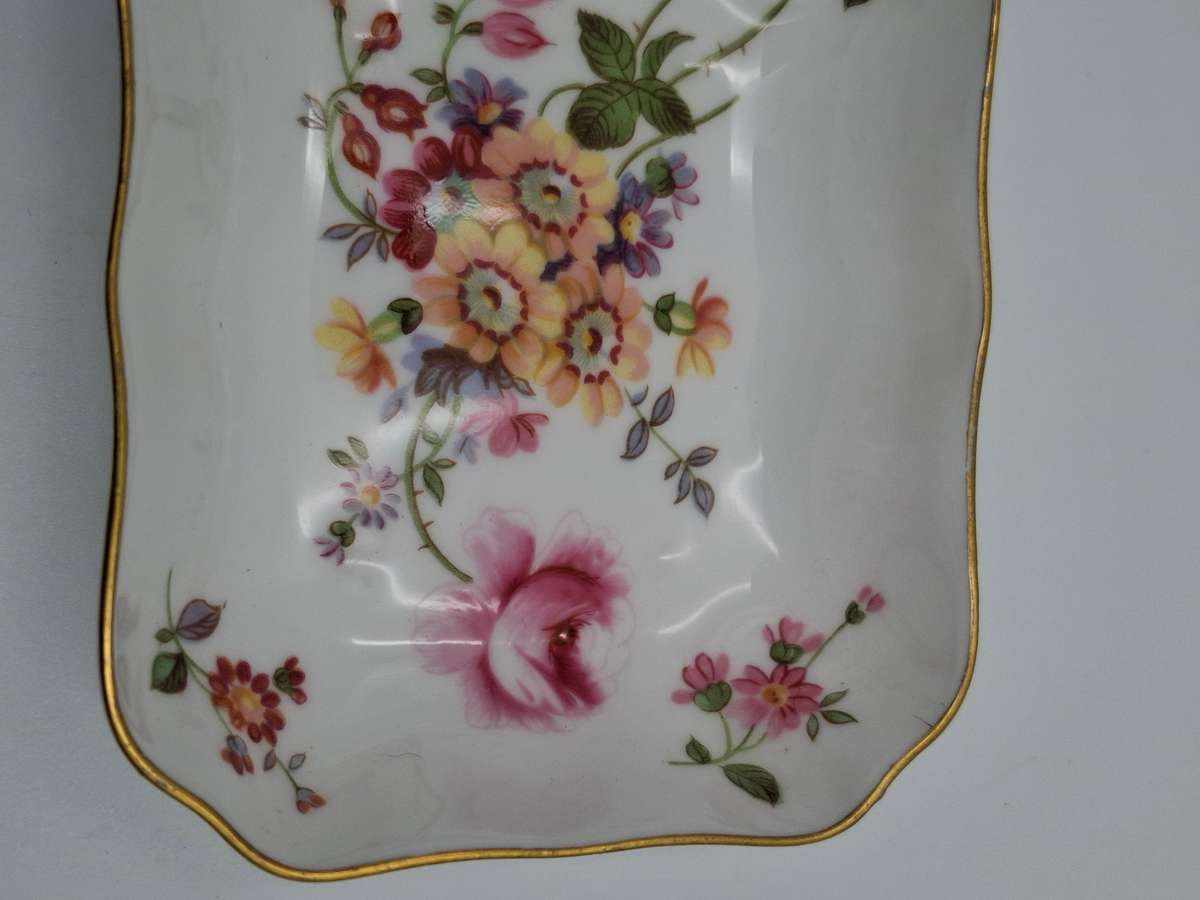 Vintage Royal Crown Derby English Bone China "Derby Posies" Small Dish with Gold Trim