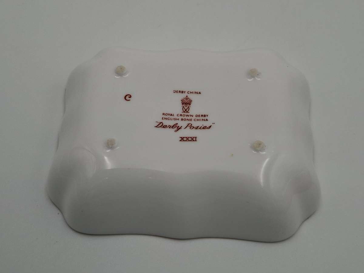 Vintage Royal Crown Derby English Bone China "Derby Posies" Small Dish with Gold Trim