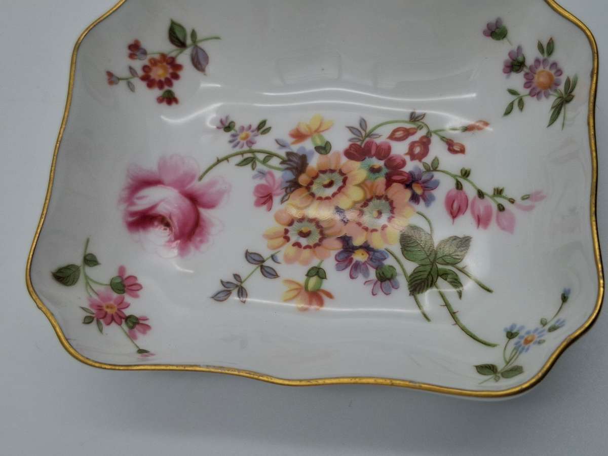 Vintage Royal Crown Derby English Bone China "Derby Posies" Small Dish with Gold Trim