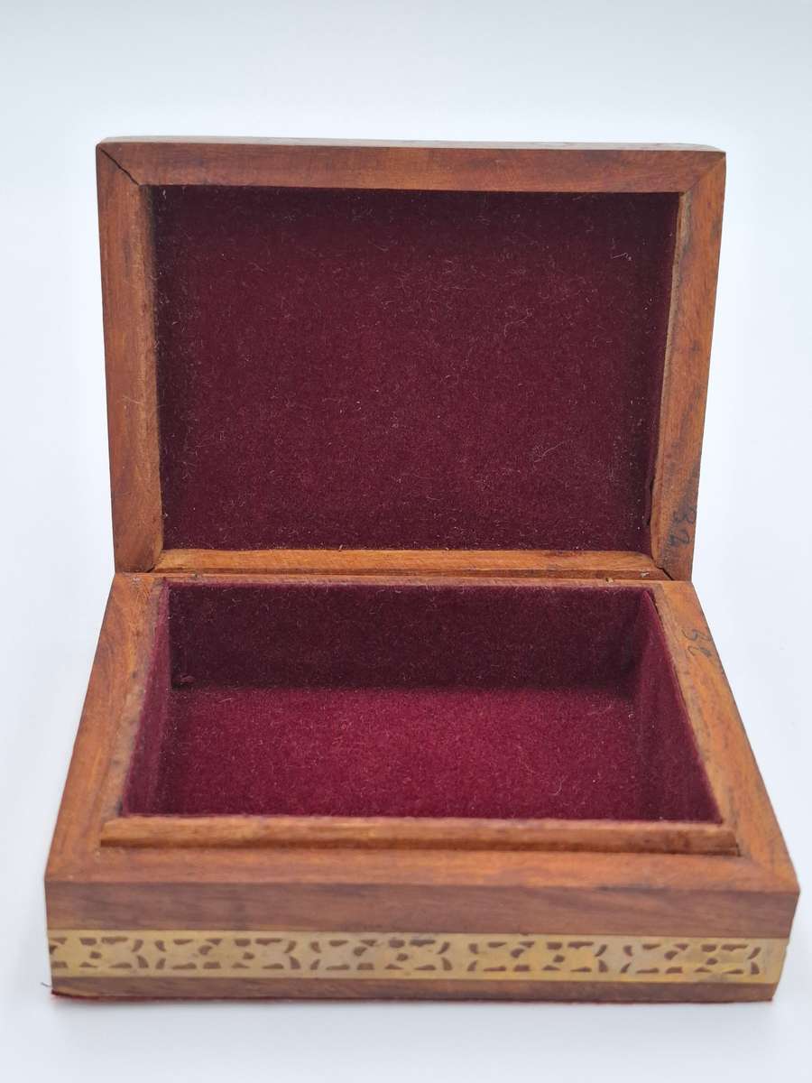 Vintage Wood Gemstone Painting Jewellery Box