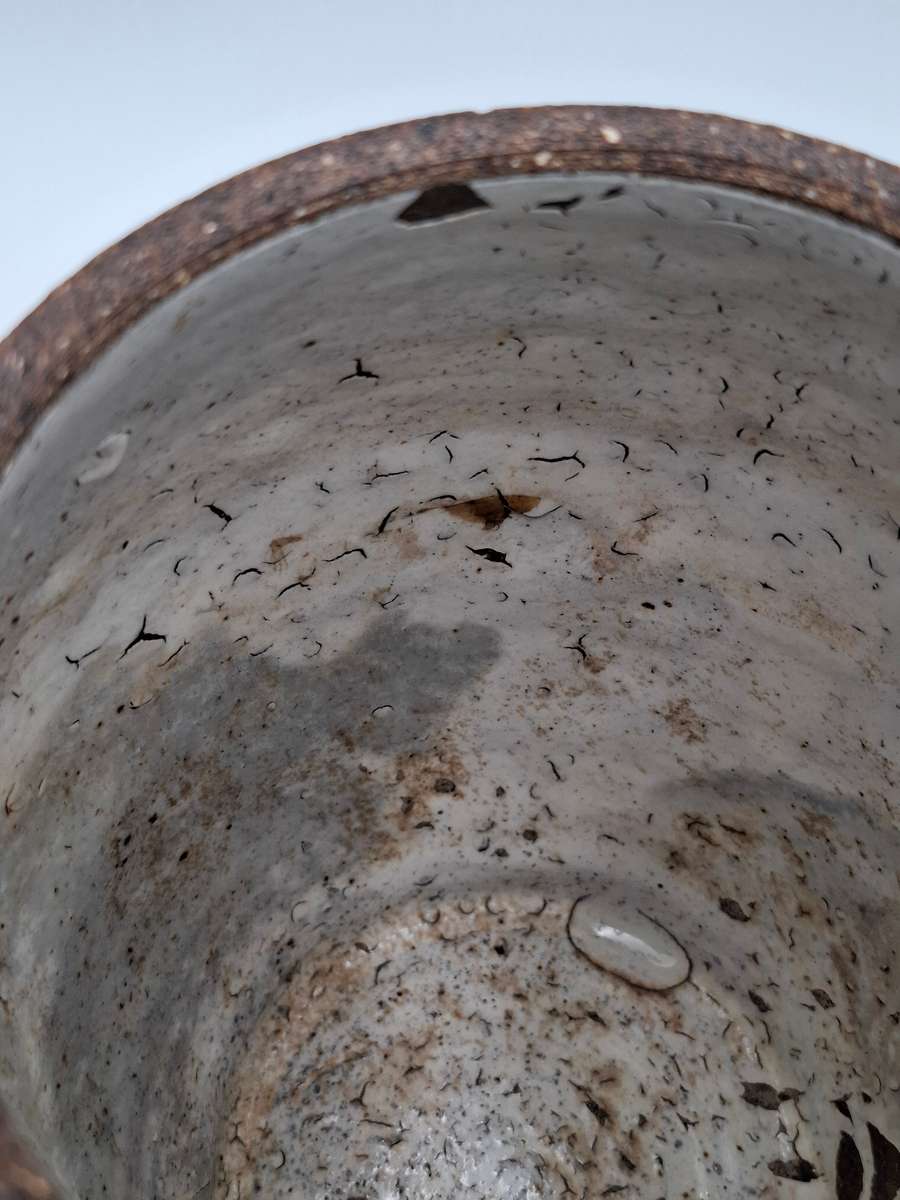 Vintage Handmade Rustic Chocolate Vase with Whitened Hammered Texture Design