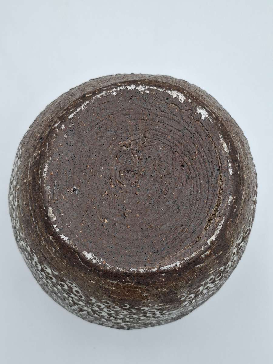 Vintage Handmade Rustic Chocolate Vase with Whitened Hammered Texture Design