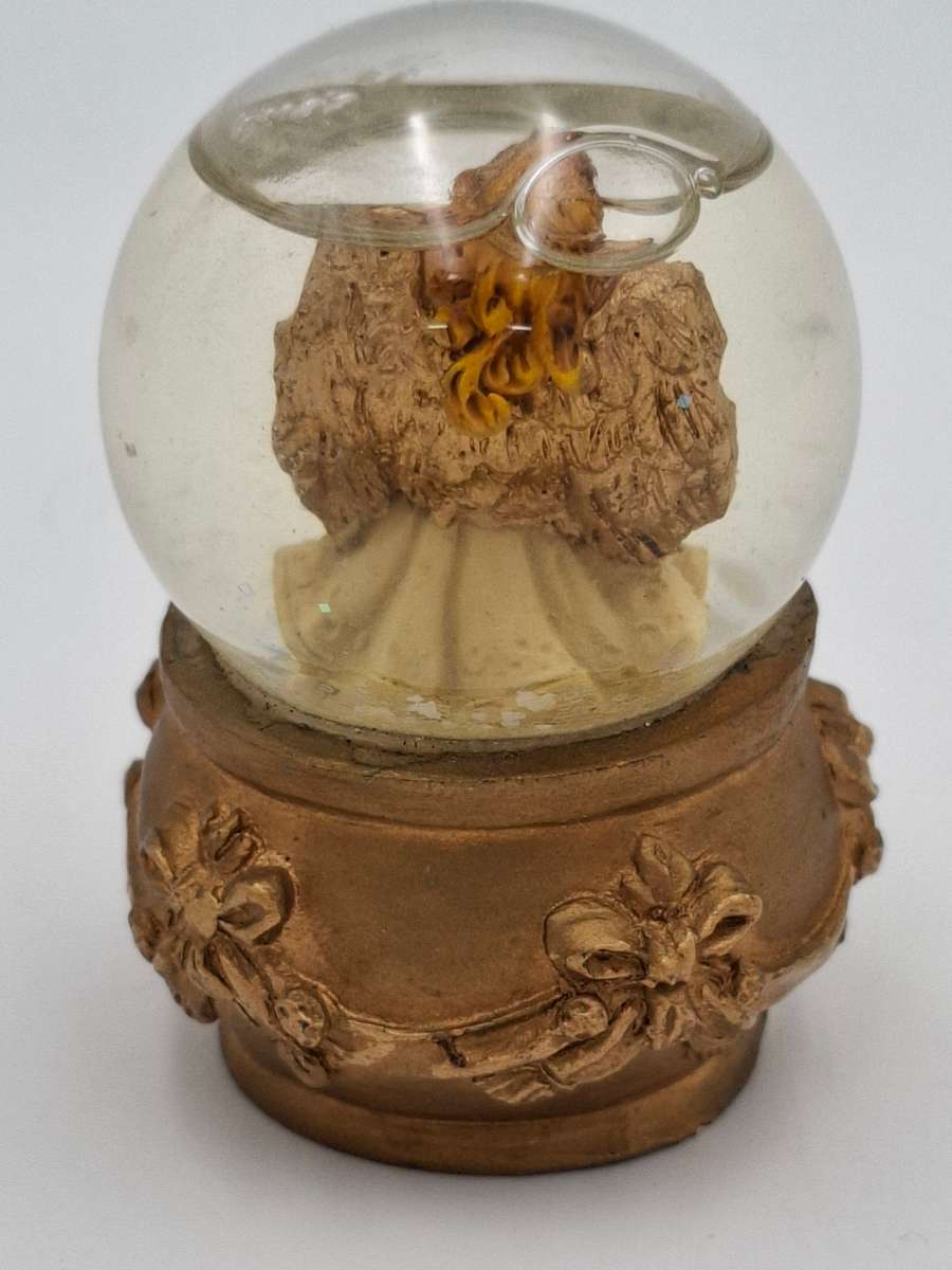 Vintage Christmas Angel Miniature Snowglobe with Gold Trim