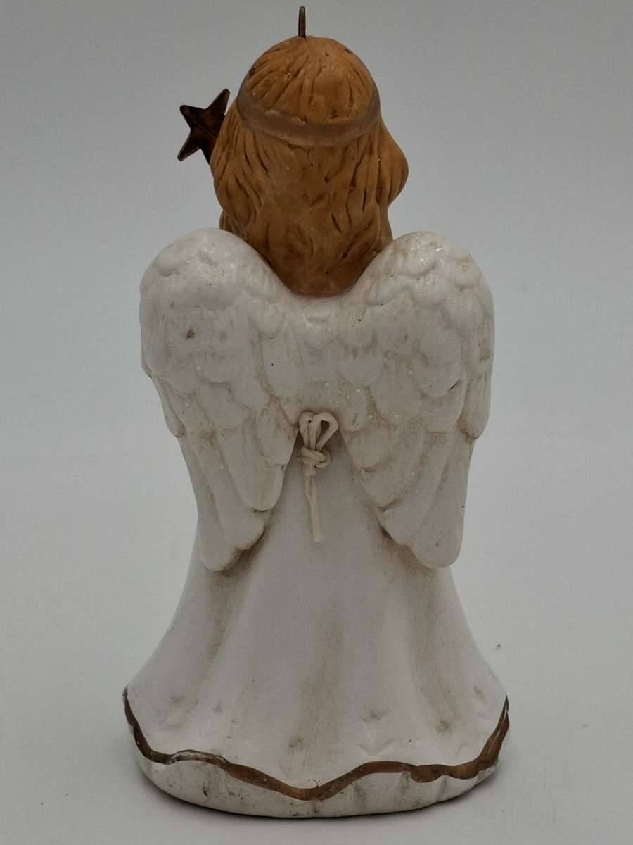 Vintage Christmas Bell - Tree Hanging Decoration - Angel in White Robe with a Wand