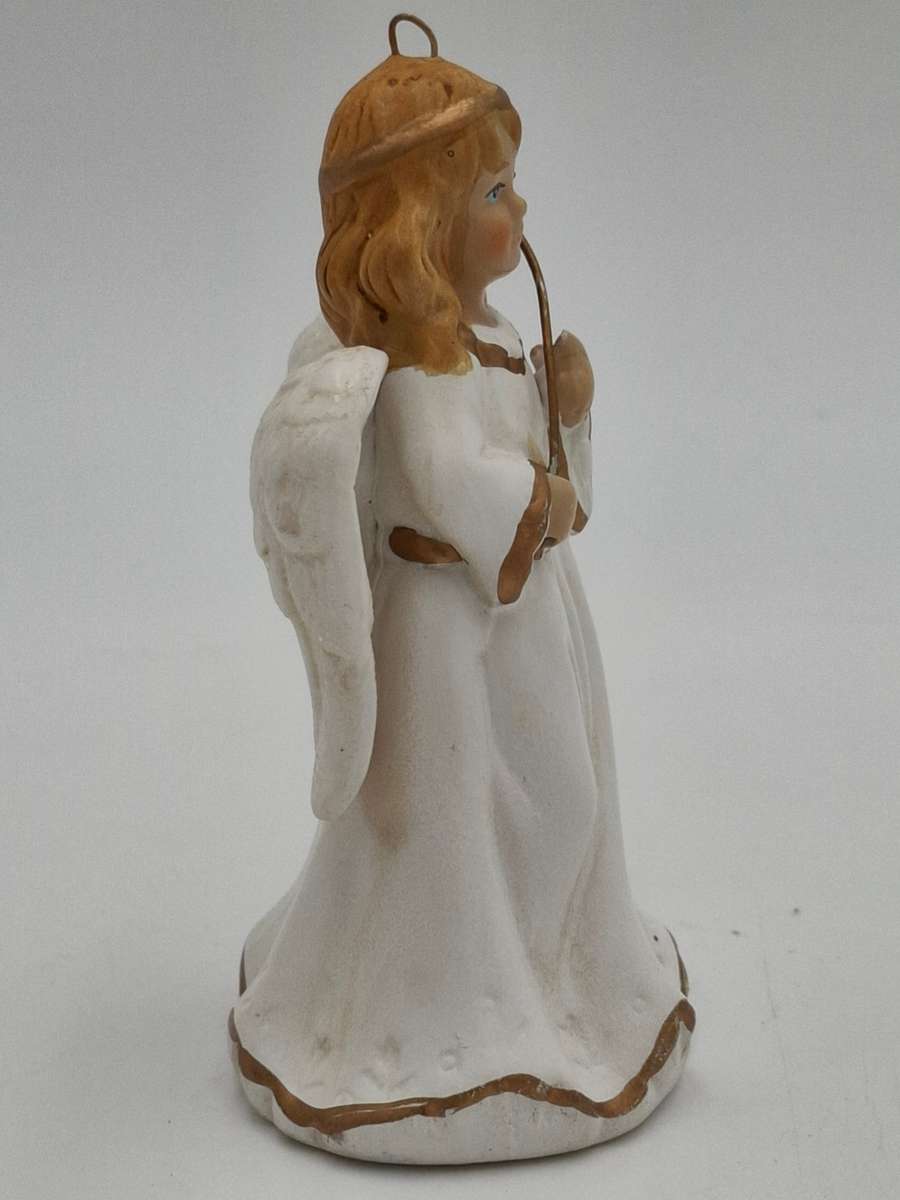 Vintage Christmas Bell - Tree Hanging Decoration - Angel in White Robe with a Wand