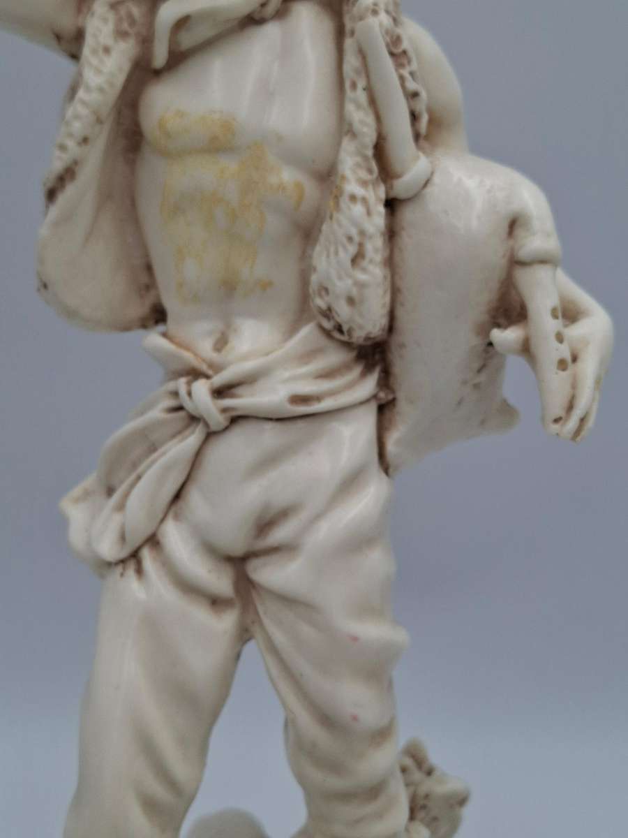 Artist Le Ron Stonelite Vintage Sculpture - Shepherd with Bagpipes and lamb