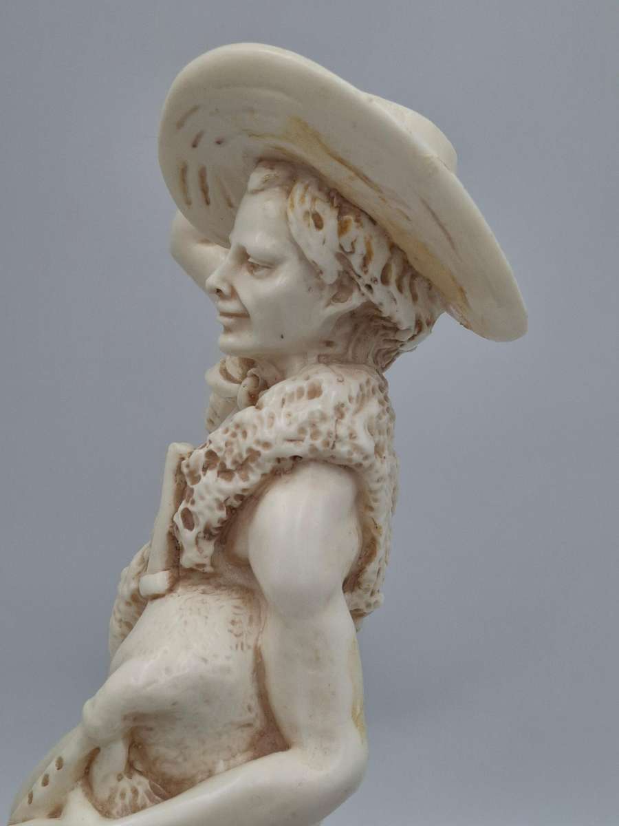 Artist Le Ron Stonelite Vintage Sculpture - Shepherd with Bagpipes and lamb