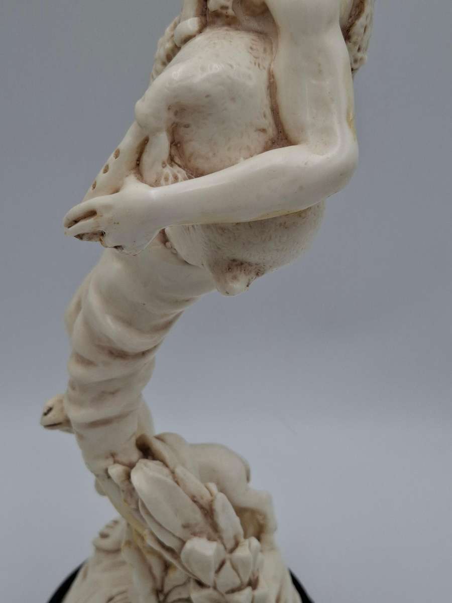 Artist Le Ron Stonelite Vintage Sculpture - Shepherd with Bagpipes and lamb