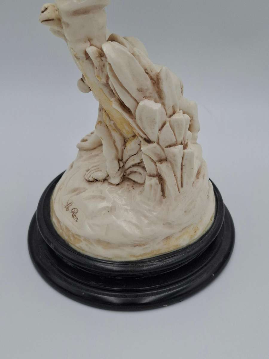 Artist Le Ron Stonelite Vintage Sculpture - Shepherd with Bagpipes and lamb