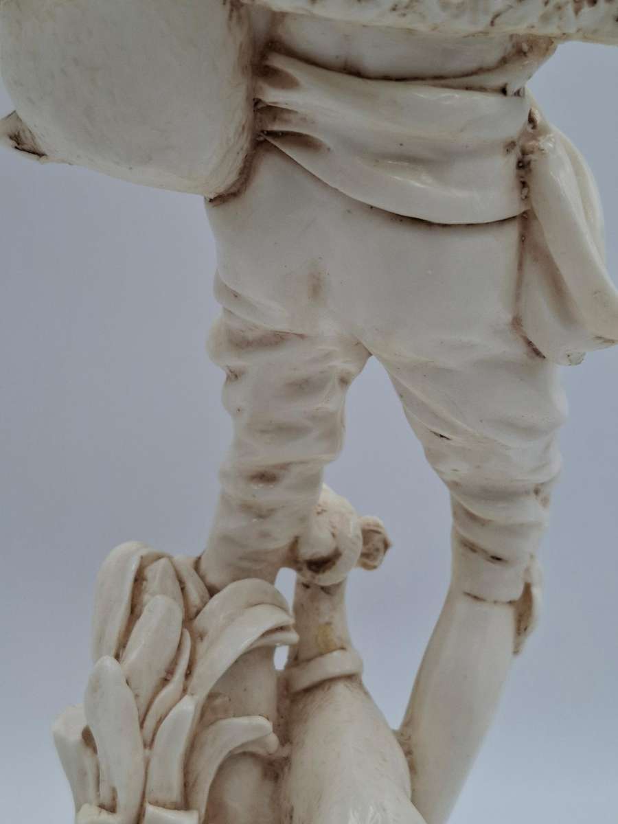 Artist Le Ron Stonelite Vintage Sculpture - Shepherd with Bagpipes and lamb