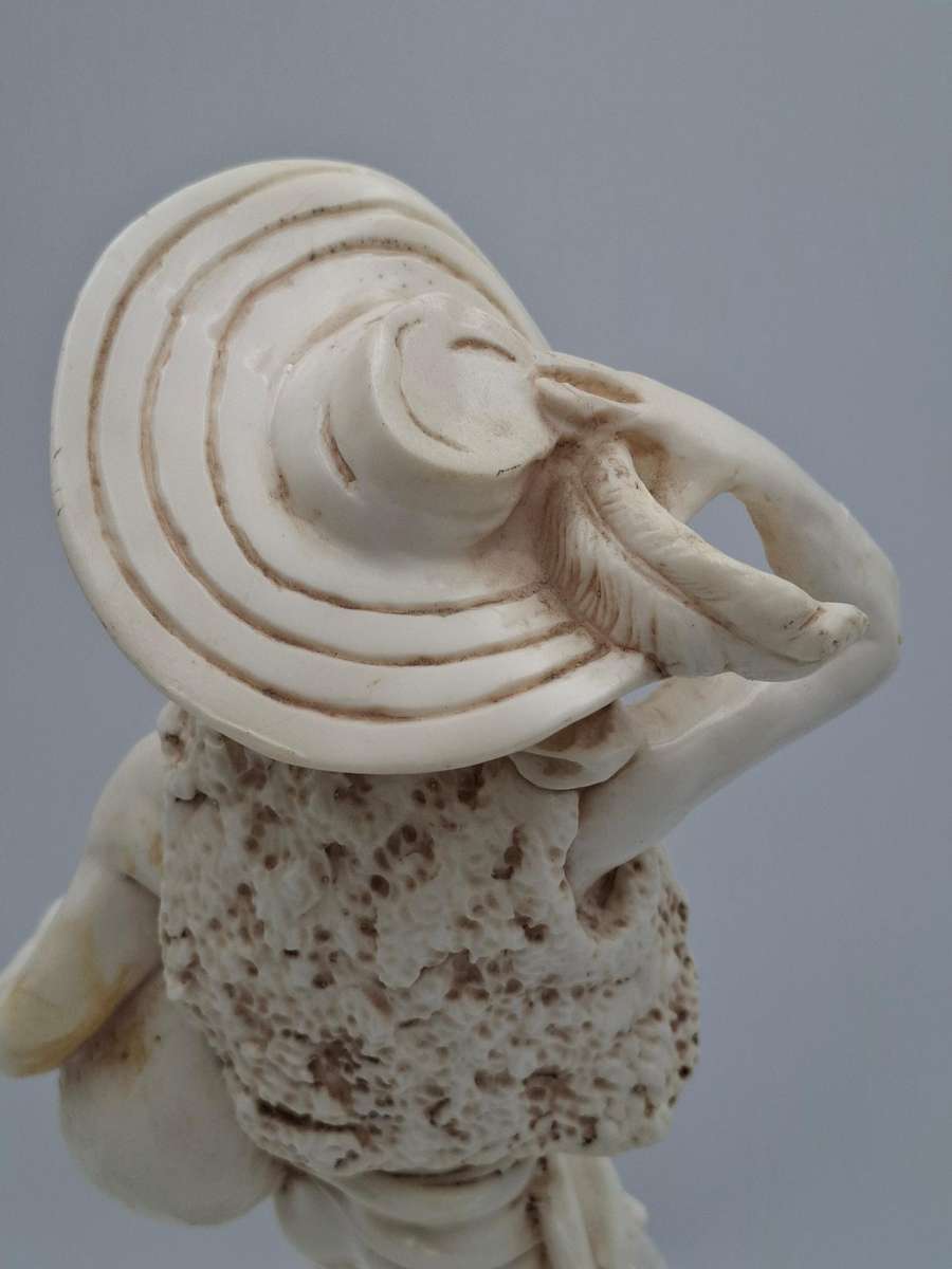 Artist Le Ron Stonelite Vintage Sculpture - Shepherd with Bagpipes and lamb