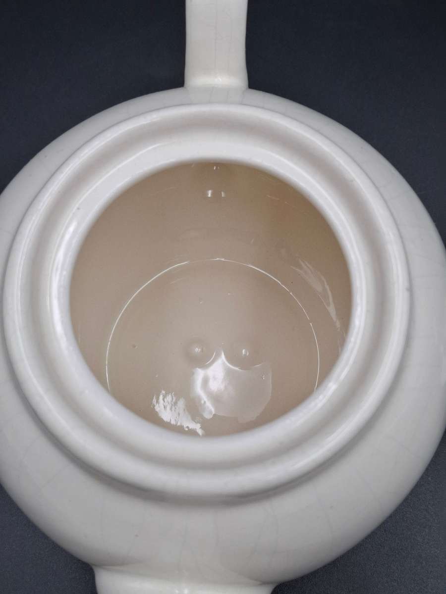 Ceramic Teapot in White with a TEA Lid - Handmade Farmhouse style