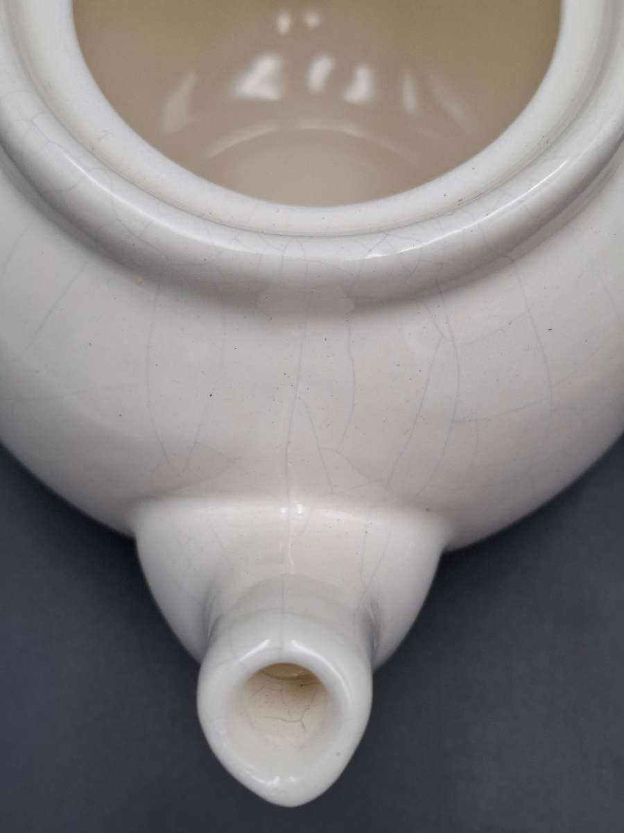 Ceramic Teapot in White with a TEA Lid - Handmade Farmhouse style