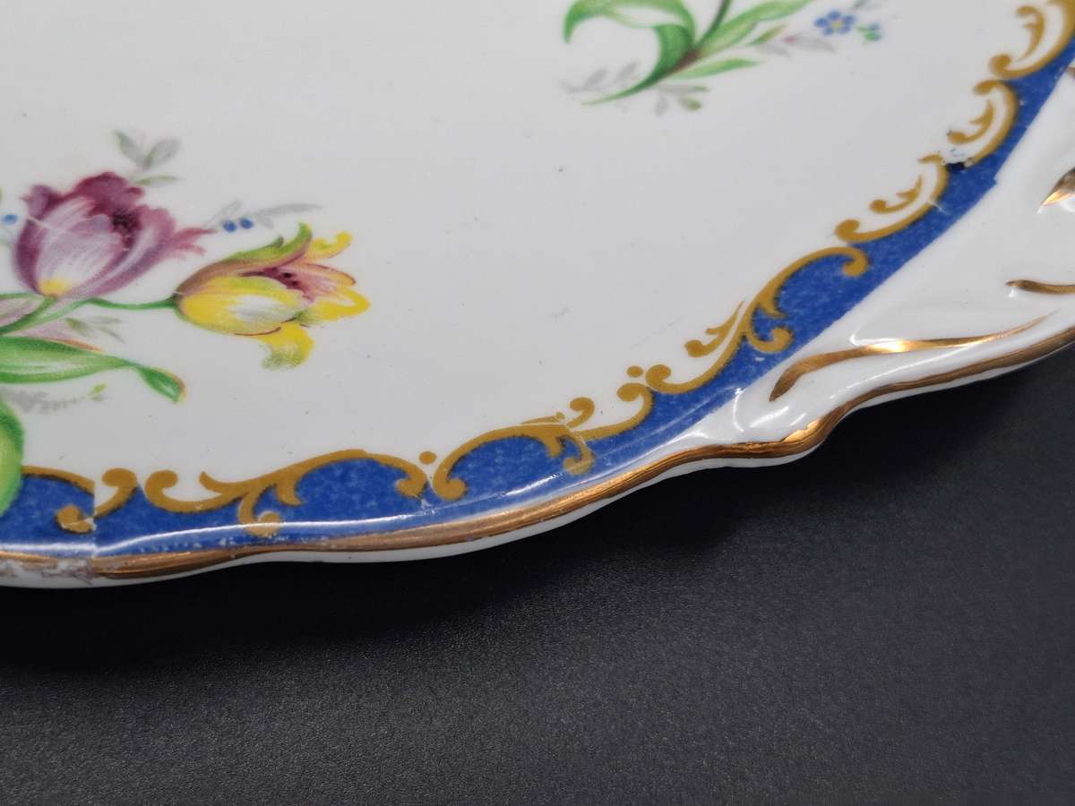 Fine Bone Bell China - Narcissus design - Made in England - Beautiful Blue & Gold Edge Trim