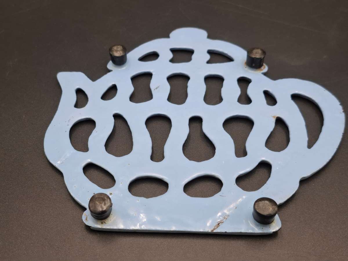 Vintage Light Blue Metal Trivet - Teapot Shaped