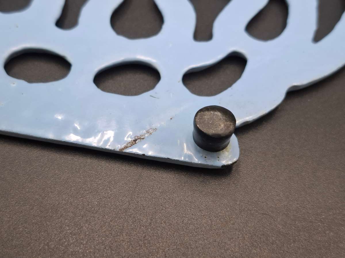 Vintage Light Blue Metal Trivet - Teapot Shaped