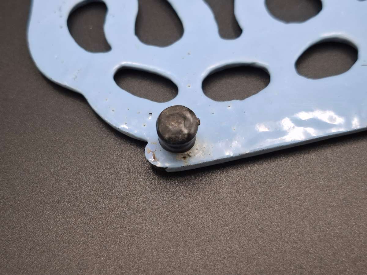 Vintage Light Blue Metal Trivet - Teapot Shaped