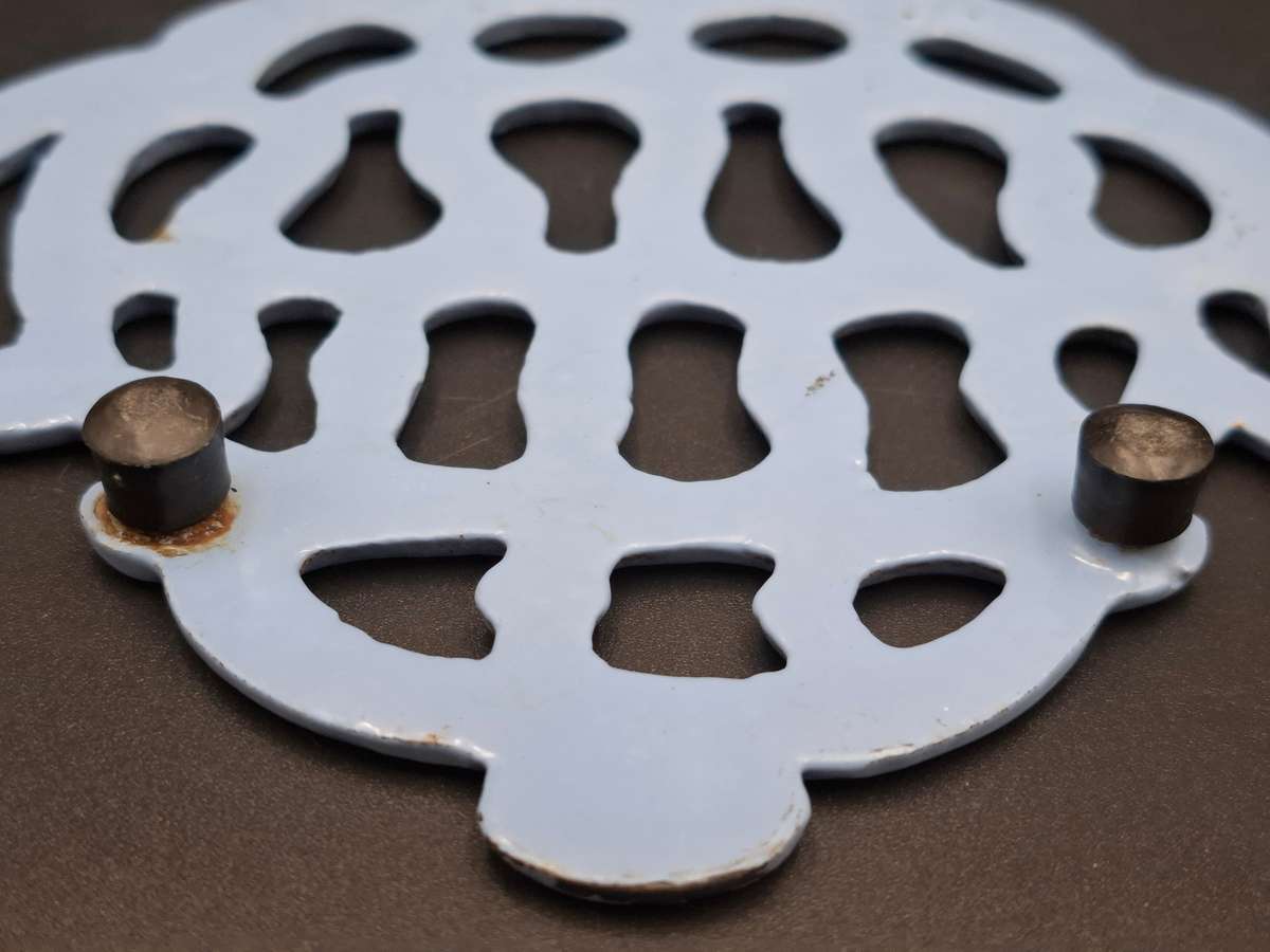 Vintage Light Blue Metal Trivet - Teapot Shaped